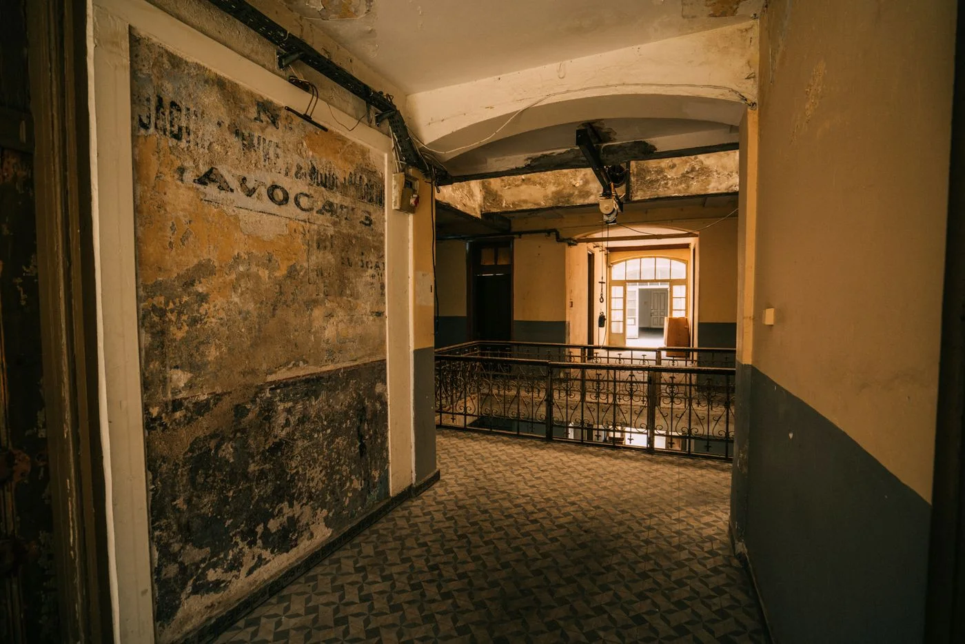 Explore the retro charm of a worn and weathered hallway in an old building.